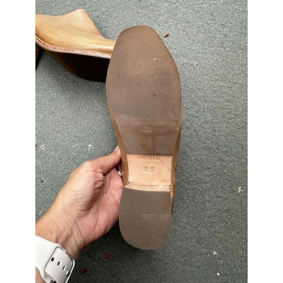Nisolo Womens Mule Shoes Size 8.5 Brown Leather Chunky Heel Closed Toe - Picture 3 of 7